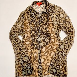 Oscar de la Renta Leopard Print Dressy Blouse